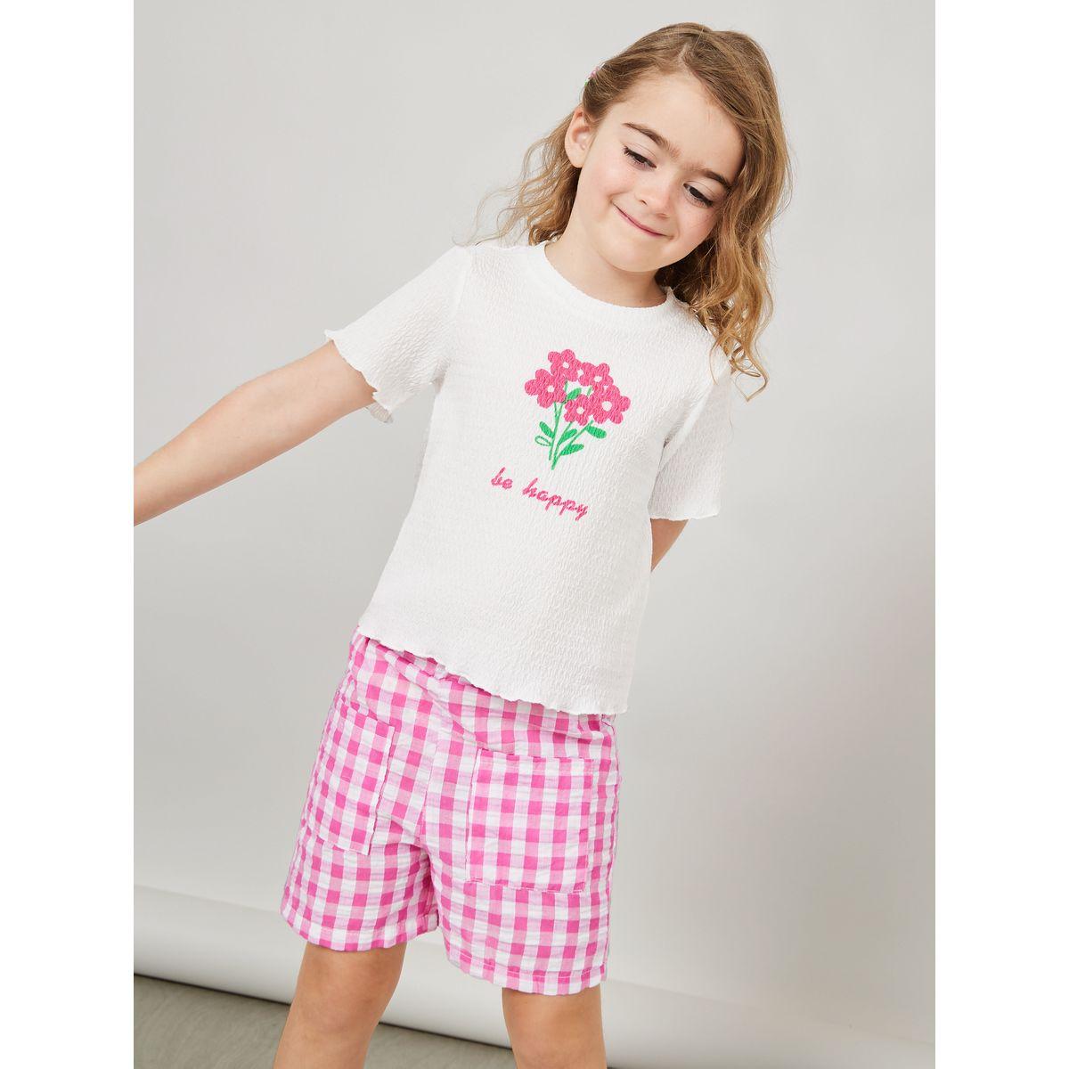Styli Graphic Print T-shirt and Gingham Shorts-girls-clothing-setsandcoords-image-3