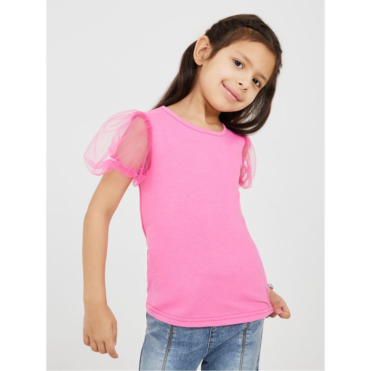 تيشيرت كاجوال بأكمام منفوشة-girls-clothing-tshirts-image-1