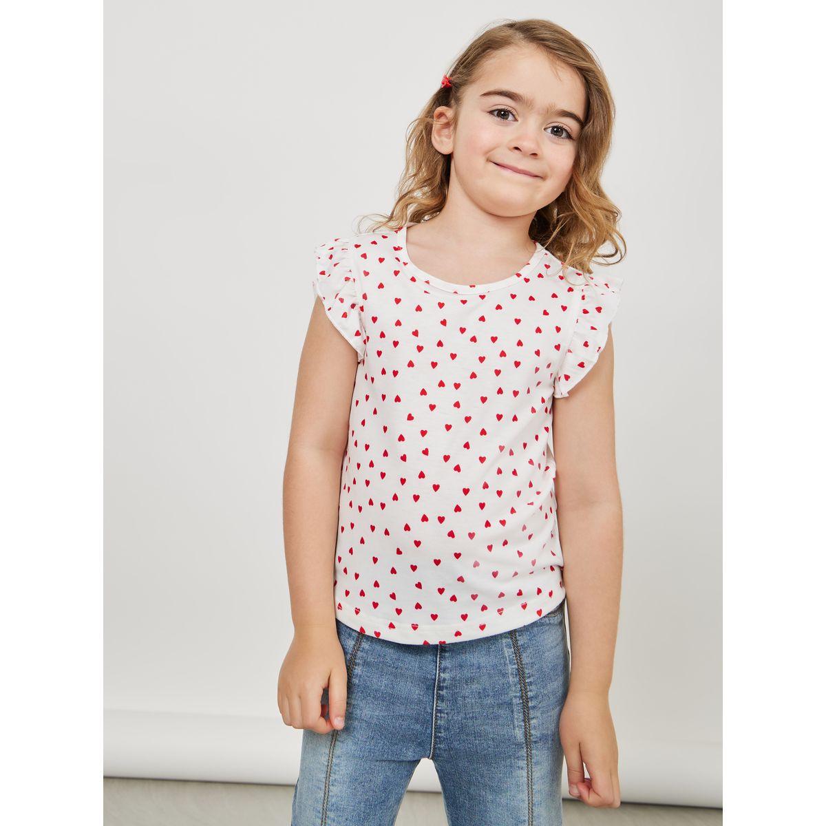Styli Pack of 2 - Heart Print Ruffle Sleeve T-Shirt-girls-clothing-blousesandshirts-image-2