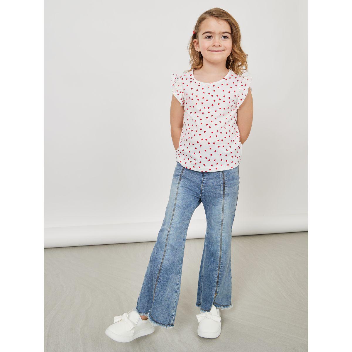 Styli Pack of 2 - Heart Print Ruffle Sleeve T-Shirt-girls-clothing-blousesandshirts-image-3