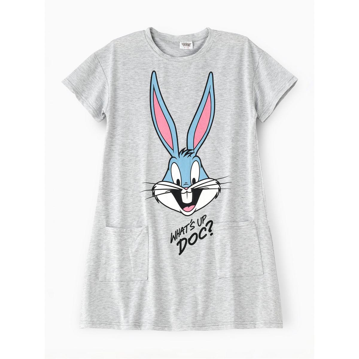فستان مطبع بشخصية باغز باني أوربان هُول × ستايلي-girls-clothing-dressesandjumpsuits-image-1