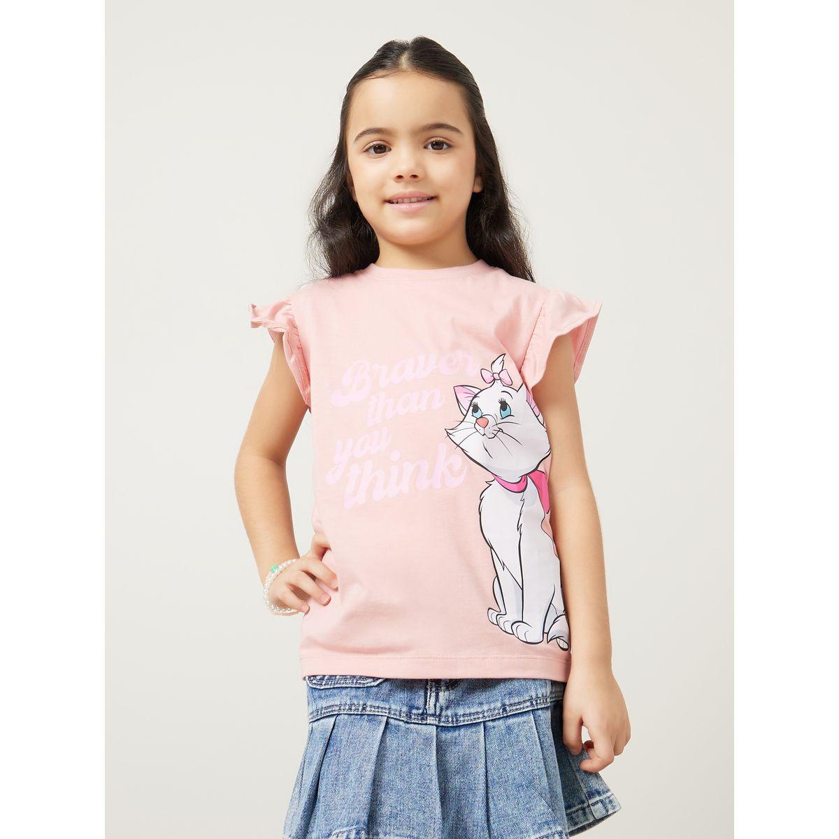Styli Marie The Cat Graphic Ruffled Sleeve T-Shirt-girls-clothing-tshirts-image-1