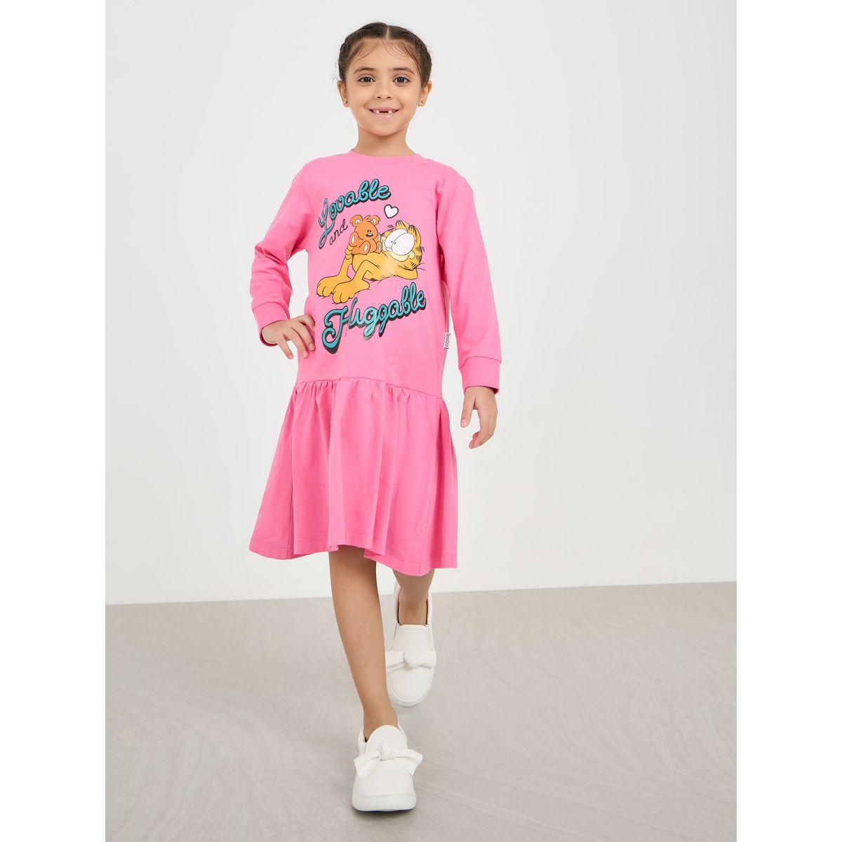 Styli Garfield Print Sweatshirt Casual Dress-girls-clothing-dressesandjumpsuits-image-1