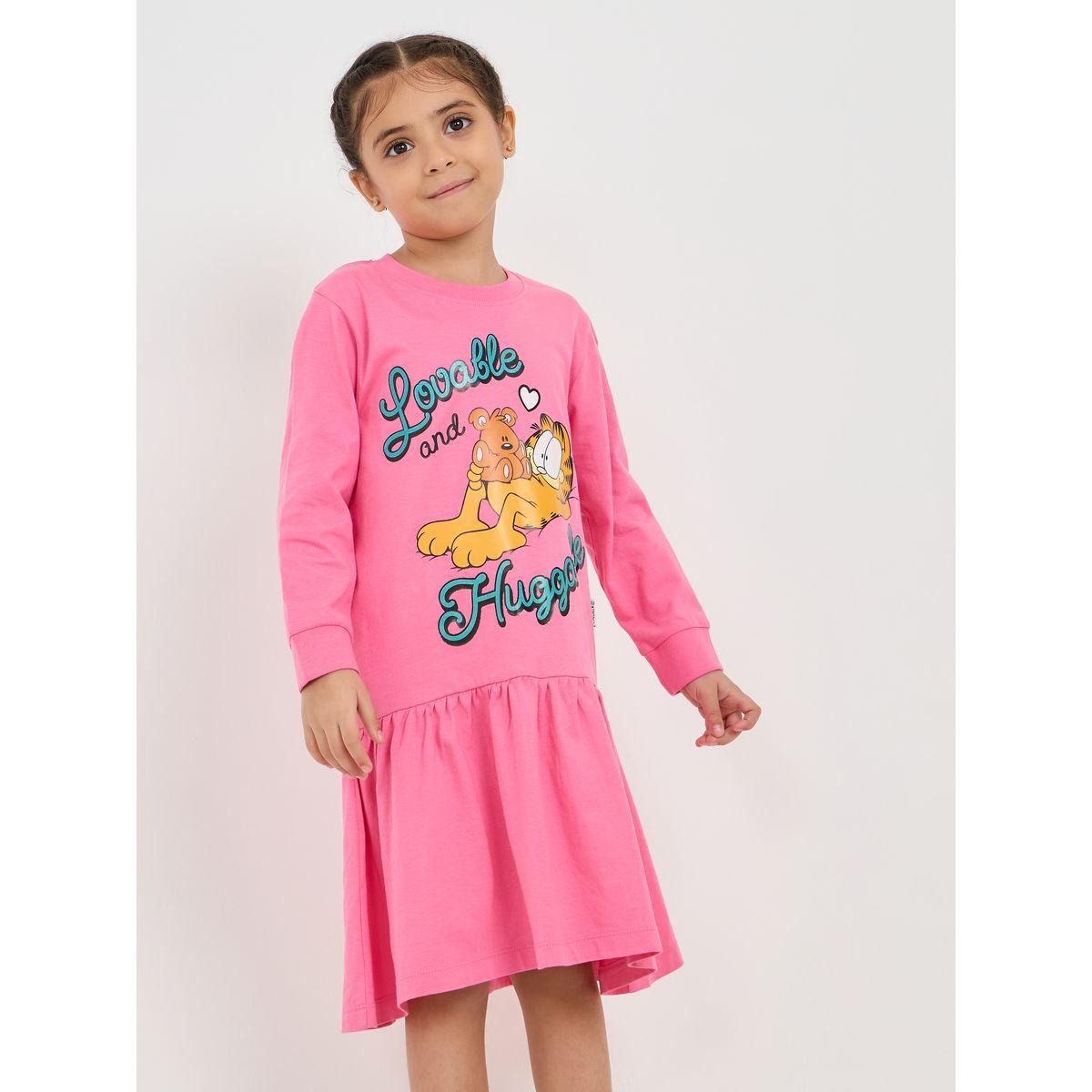 فستان كاجوال بطبعة غارفيلد-girls-clothing-dressesandjumpsuits-image-2
