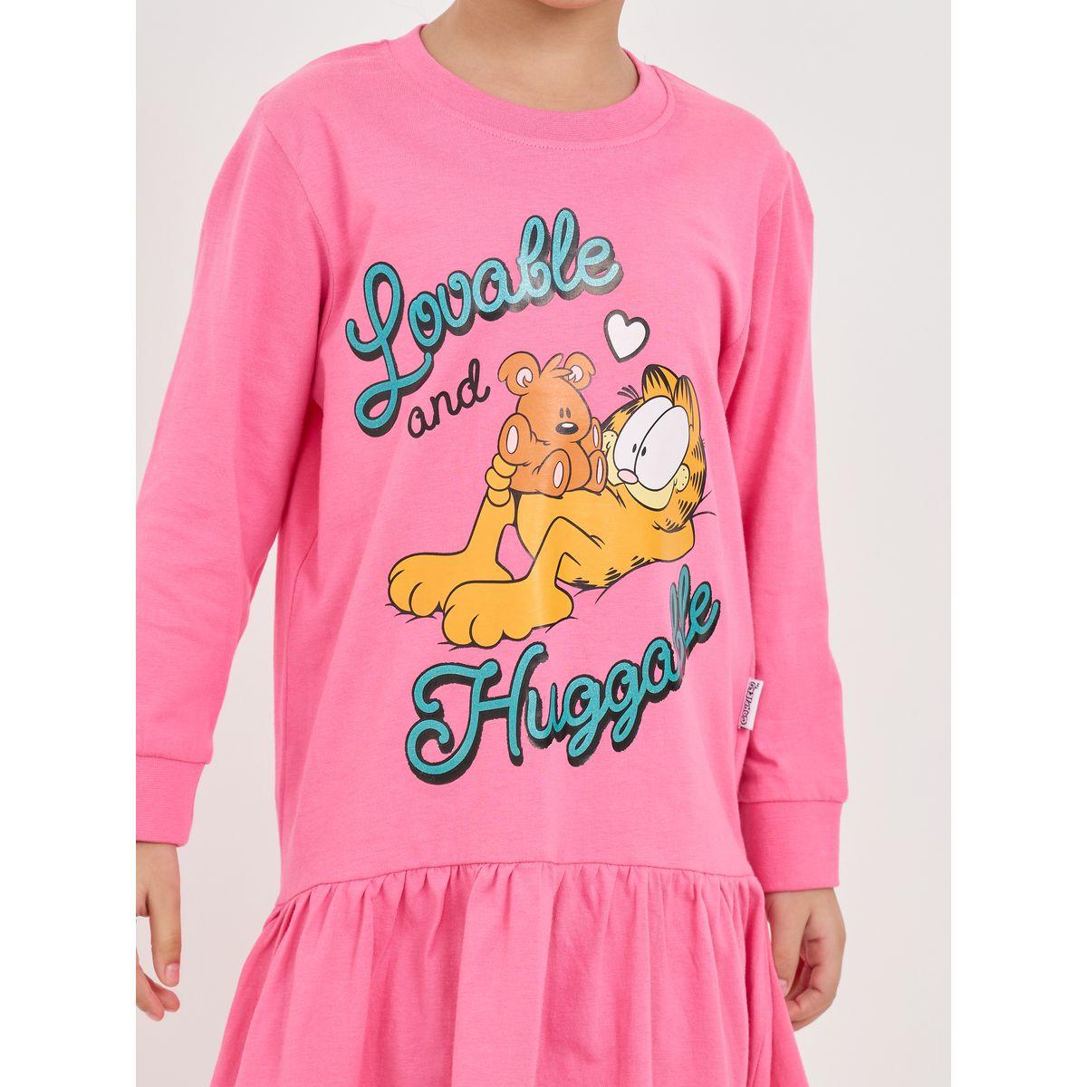 Styli Garfield Print Sweatshirt Casual Dress-girls-clothing-dressesandjumpsuits-image-3
