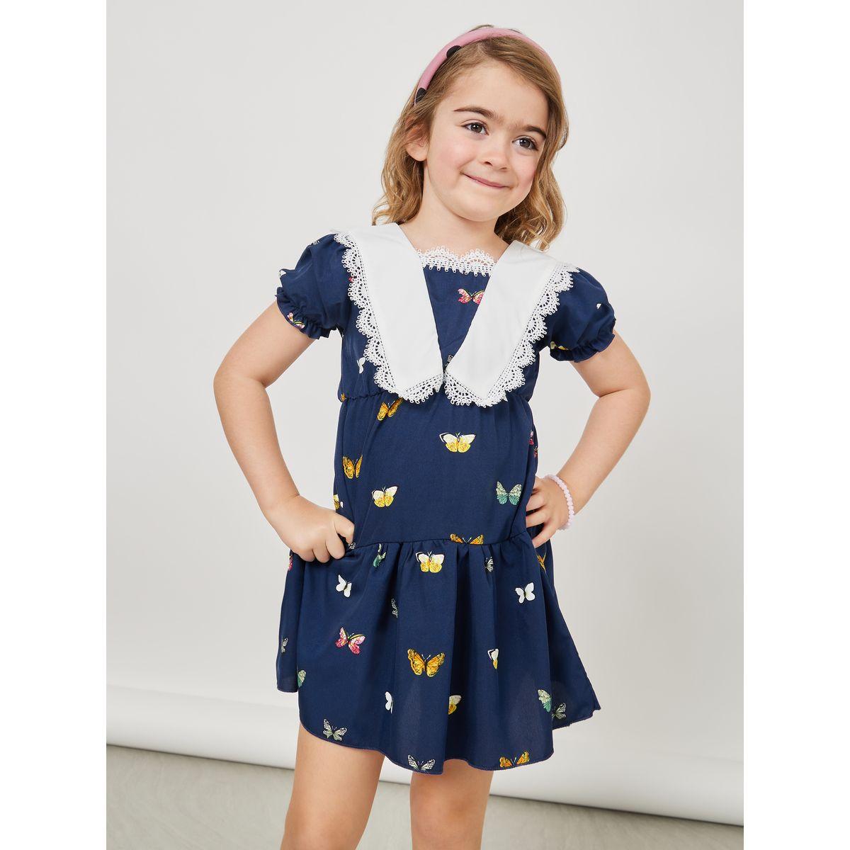 Styli Butterfly Print Lace Insert Ruffled Dress-girls-clothing-dressesandjumpsuits-image-1