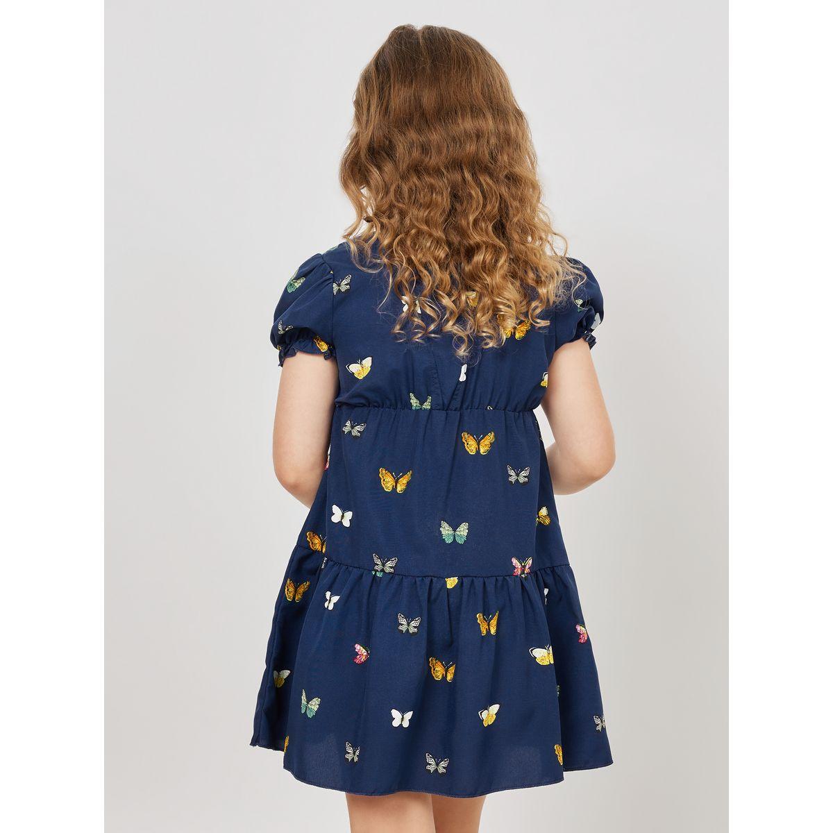 Styli Butterfly Print Lace Insert Ruffled Dress-girls-clothing-dressesandjumpsuits-image-4