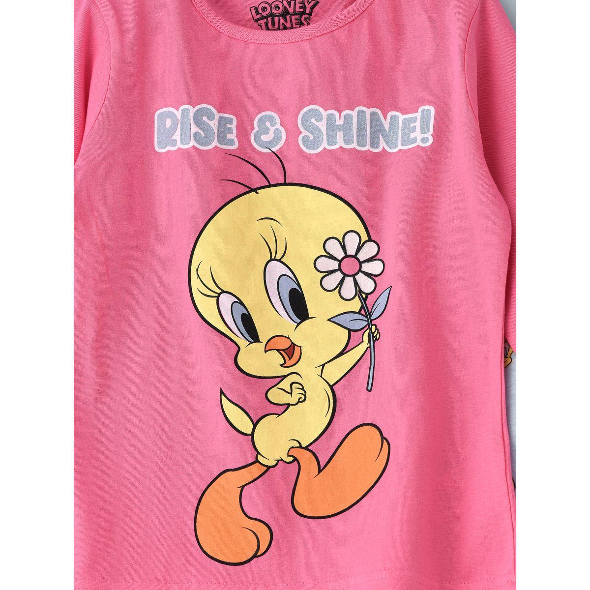 URBAN HAUL X Styli Tweety Graphic T-Shirt & Pyjama Set-girls-clothing-nightwear-image-3