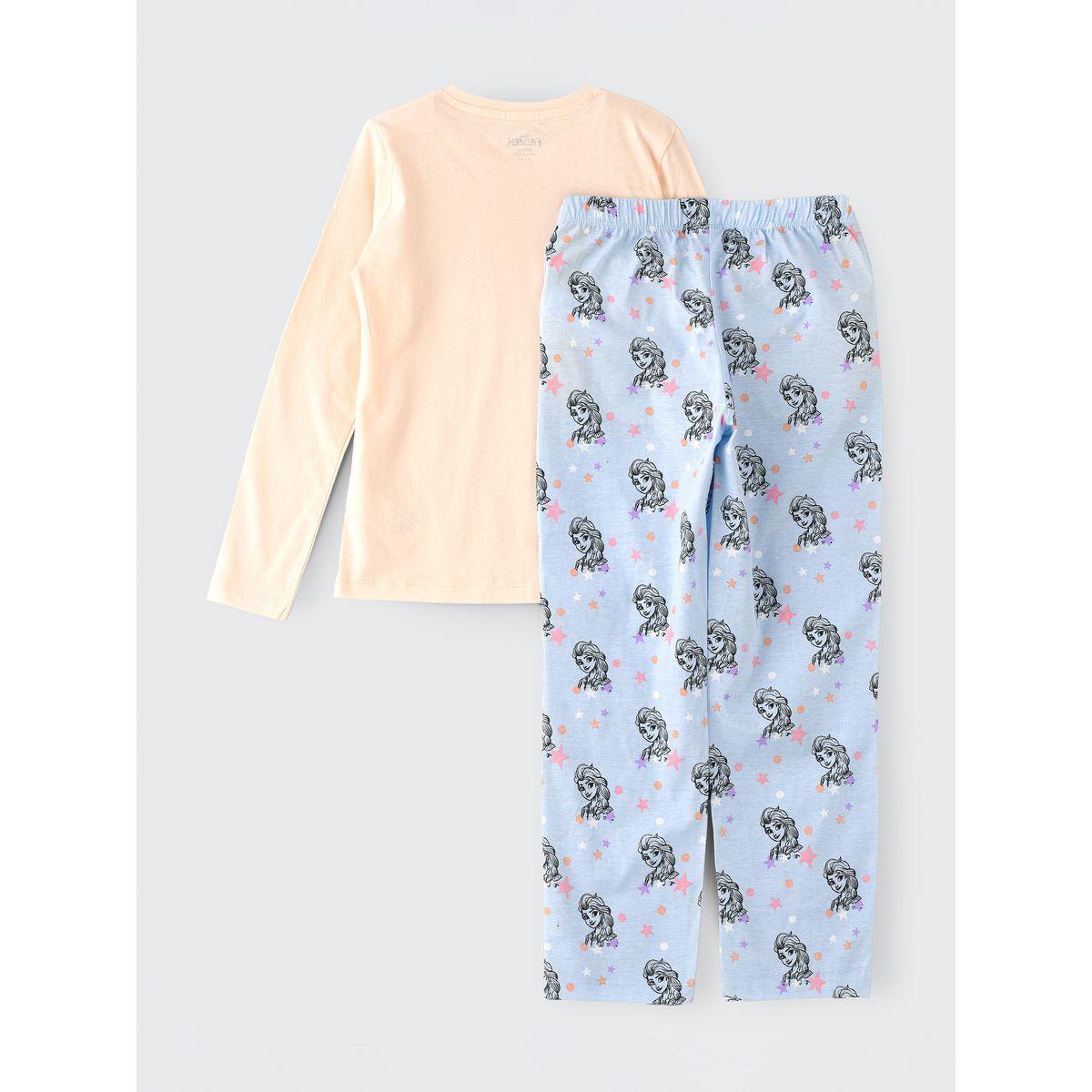 URBAN HAUL X Styli  Disney Frozen Graphic T-Shirt & Pyjama Set-girls-clothing-nightwear-image-2