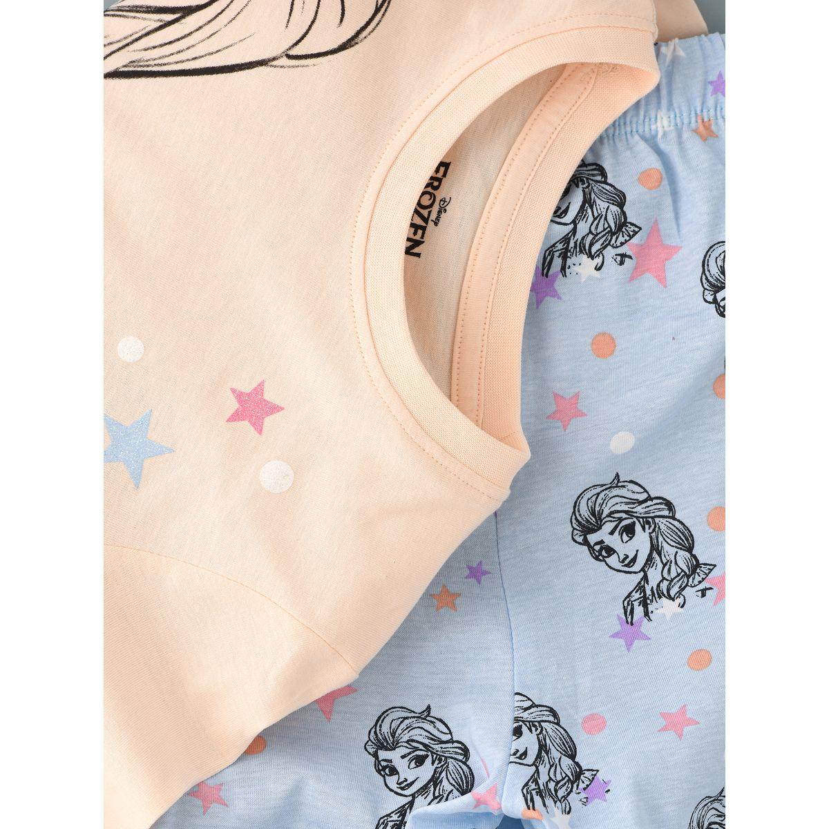URBAN HAUL X Styli  Disney Frozen Graphic T-Shirt & Pyjama Set-girls-clothing-nightwear-image-3