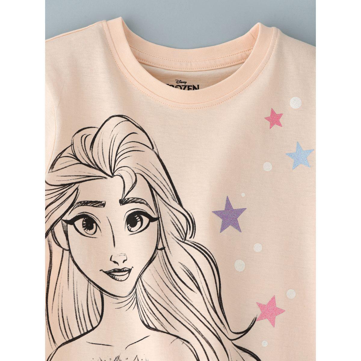 URBAN HAUL X Styli  Disney Frozen Graphic T-Shirt & Pyjama Set-girls-clothing-nightwear-image-4
