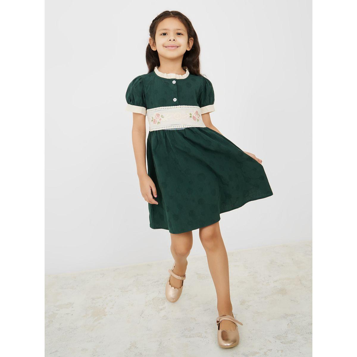 Styli Embroidered Texture Tie Up Belt Dress -girls-clothing-dressesandjumpsuits-image-2