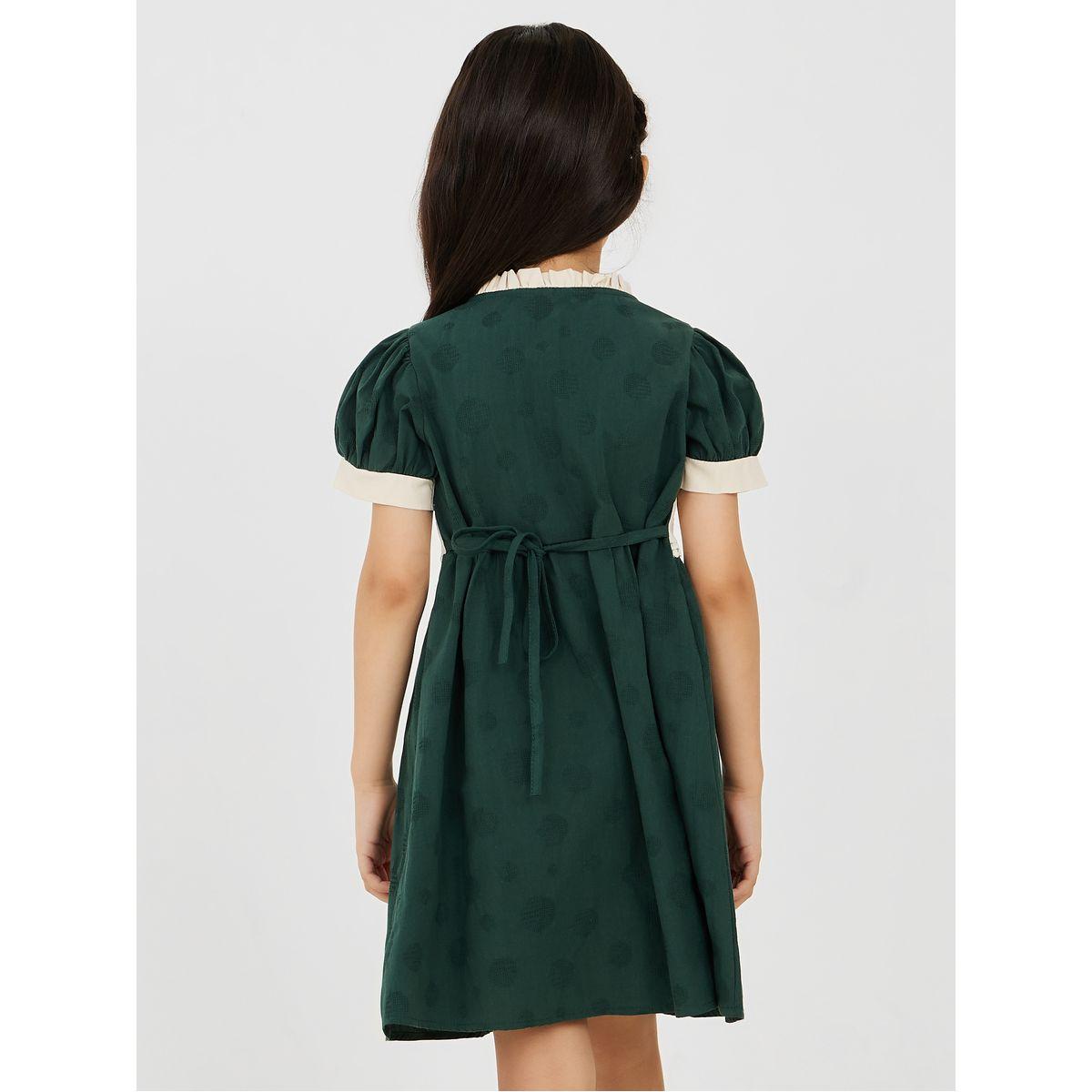 Styli Embroidered Texture Tie Up Belt Dress -girls-clothing-dressesandjumpsuits-image-4