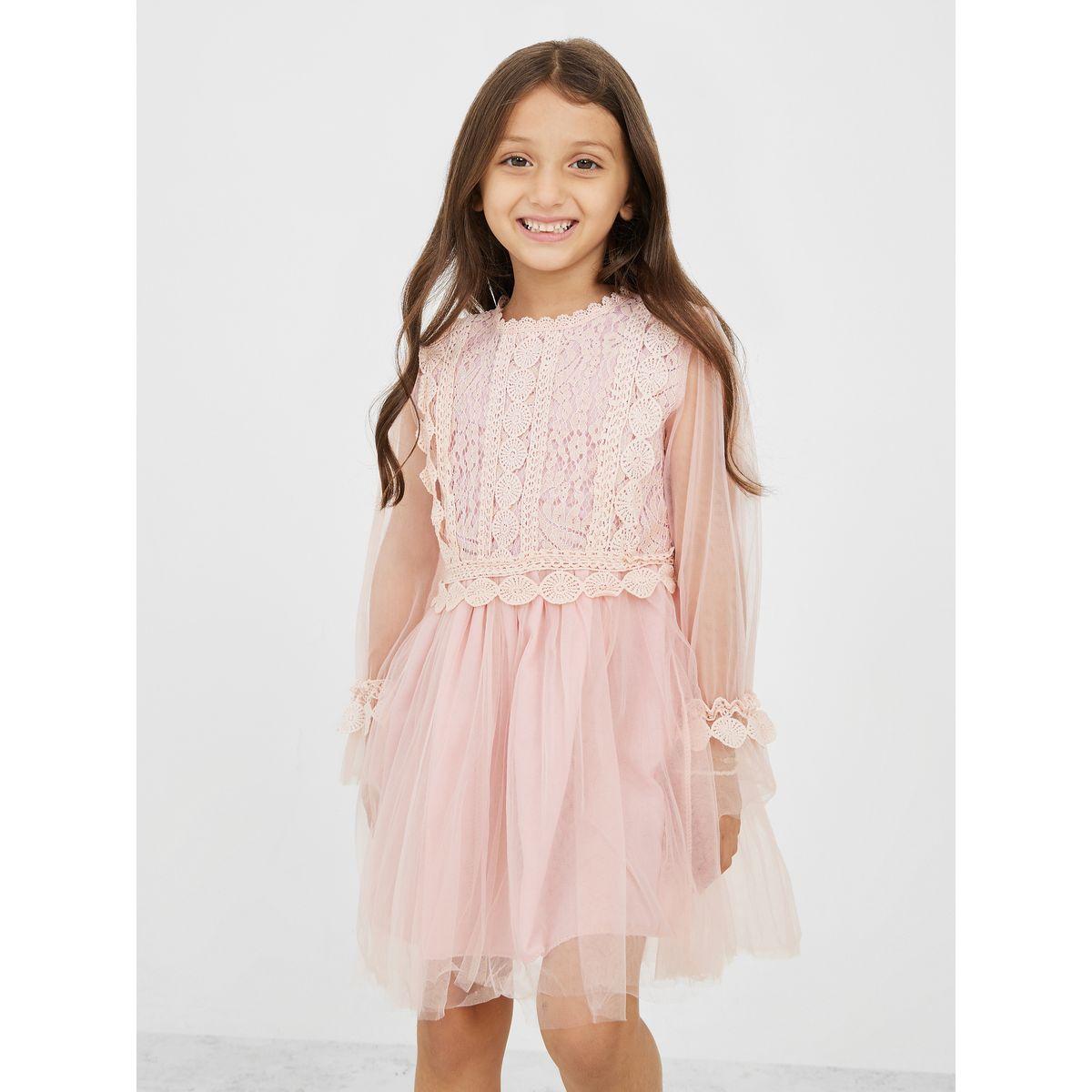 فستان بتفاصيل مطرزة وتداخل شبك-girls-clothing-dressesandjumpsuits-image-1