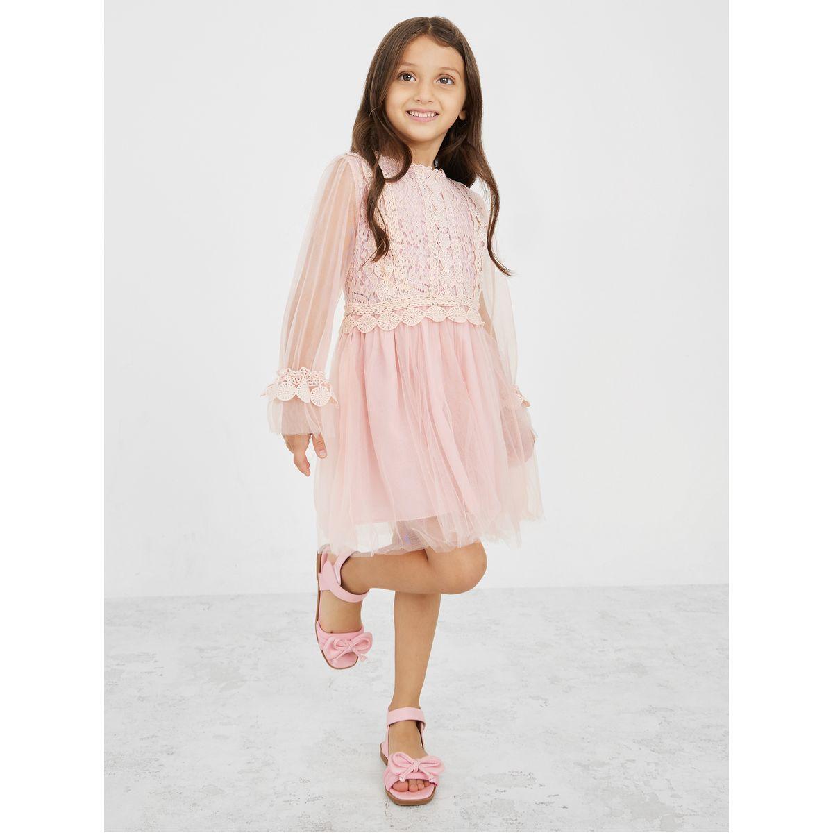 فستان بتفاصيل مطرزة وتداخل شبك-girls-clothing-dressesandjumpsuits-image-2