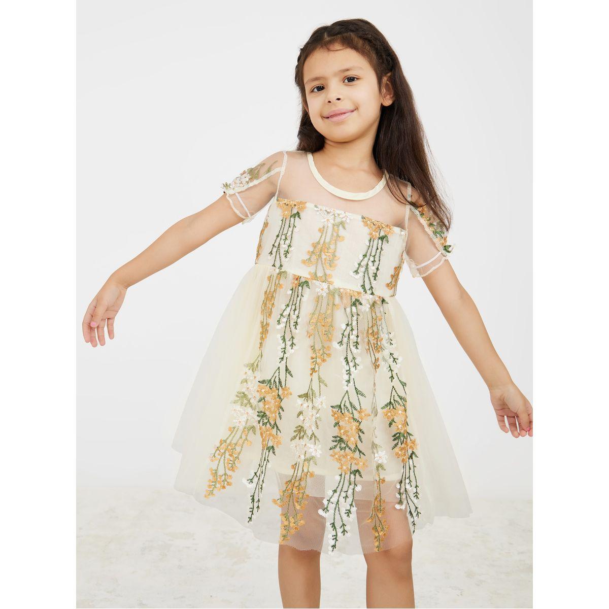 Styli Mesh Overlay Embroidered Dress-girls-clothing-dressesandjumpsuits-image-1