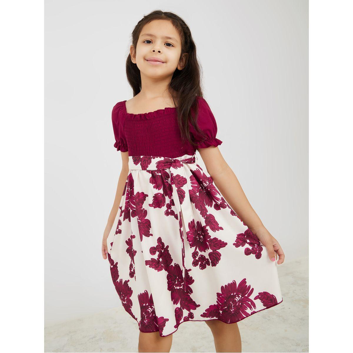 Styli Floral Print Square Neck A-Line Dress-girls-clothing-dressesandjumpsuits-image-1