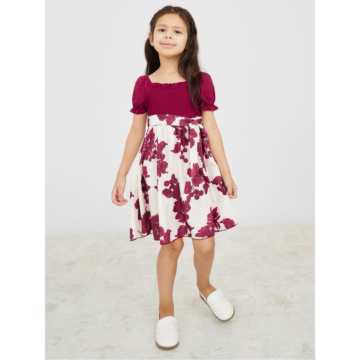 فستان مطبع بزهور مع ياقة واسعة-girls-clothing-dressesandjumpsuits-image-2