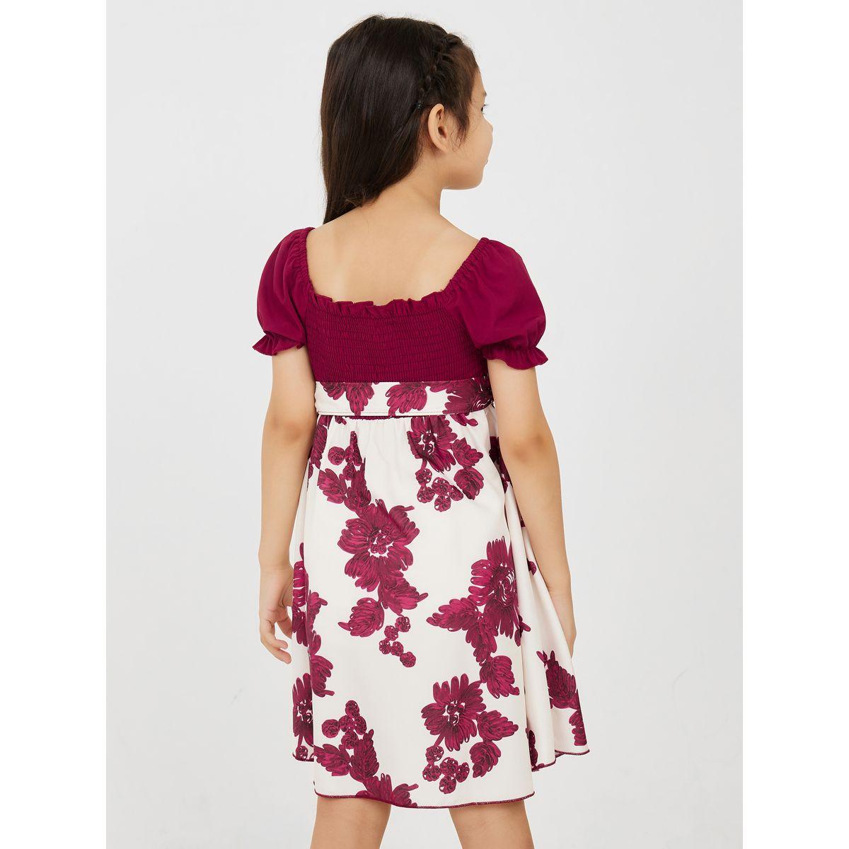 Styli Floral Print Square Neck A-Line Dress-girls-clothing-dressesandjumpsuits-image-4