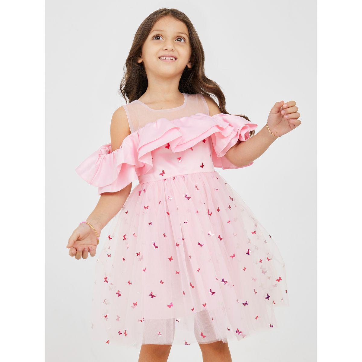 فستان بأكتاف مكشوفة وكشكش-girls-clothing-dressesandjumpsuits-image-1