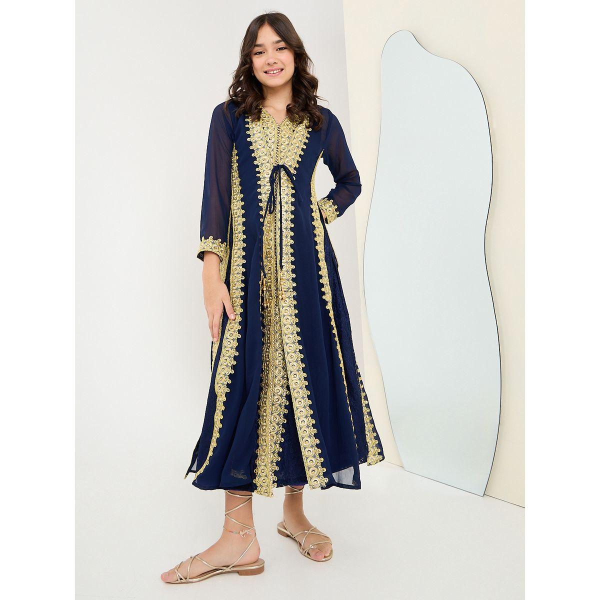 جلابية منمقة مع أربطة-girls-clothing-dressesandjumpsuits-image-2