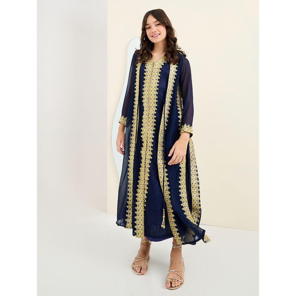 Styli Tie-Up Embellished Jalabiya-girls-clothing-dressesandjumpsuits-image-3