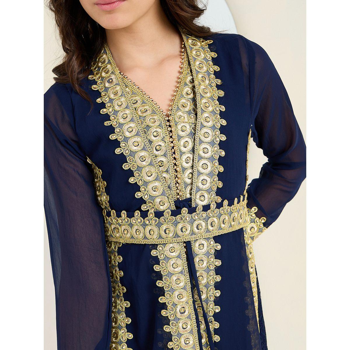 Styli Tie-Up Embellished Jalabiya-girls-clothing-dressesandjumpsuits-image-5