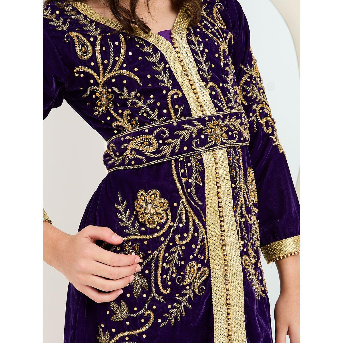 جلابية بتفاصيل منمقة مع رباط-girls-clothing-dressesandjumpsuits-image-3