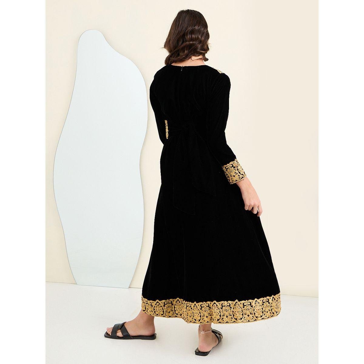 جلابية بتفاصيل مطرزة مع رباط-girls-clothing-dressesandjumpsuits-image-4