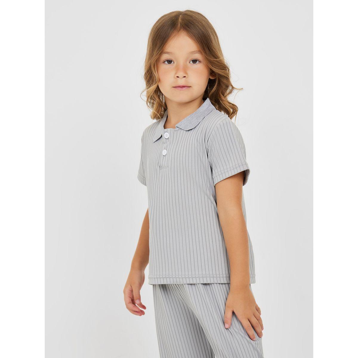Styli Solid Knit Polo T-Shirt & Pants Set-girls-clothing-setsandcoords-image-2