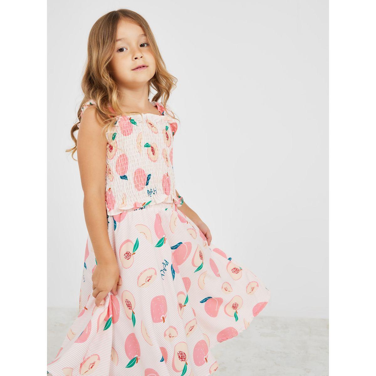 Styli Peach Print Crop Top & Skirt Set-girls-clothing-setsandcoords-image-2