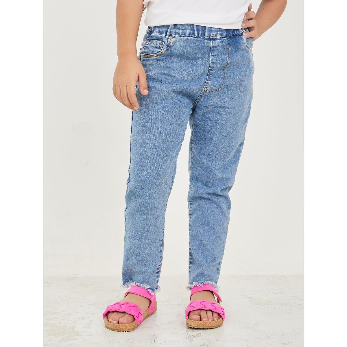 جينز بحواف ممزقة وخصر مطاطي-girls-clothing-bottoms-jeansandjeggings-image-1