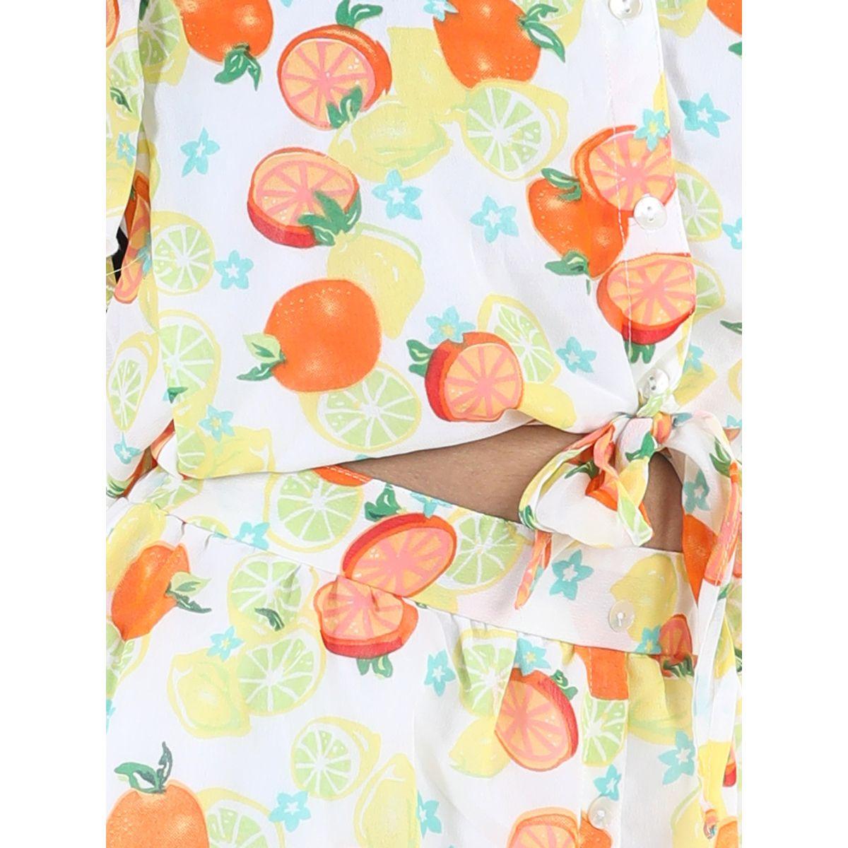 Styli Orange Lemon AOP Blouse and Skirt Set-girls-clothing-setsandcoords-image-5
