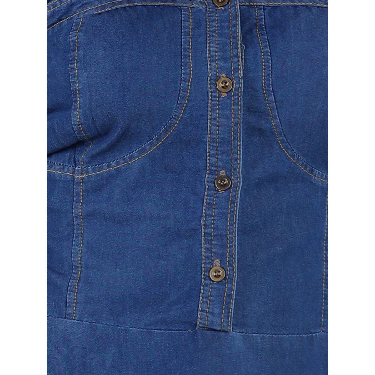 Styli Cut Out Detail Collared Denim A-Line Dress-girls-clothing-dressesandjumpsuits-image-5