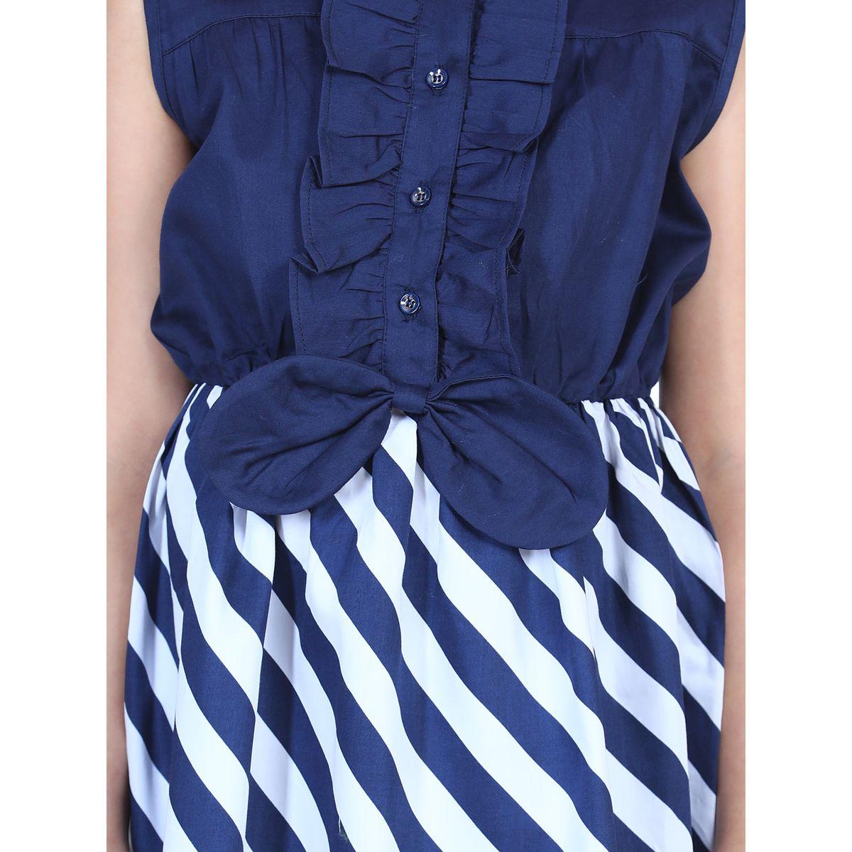 فستان سكاتر مخطط ومزين بفيونكة-girls-clothing-dressesandjumpsuits-image-4
