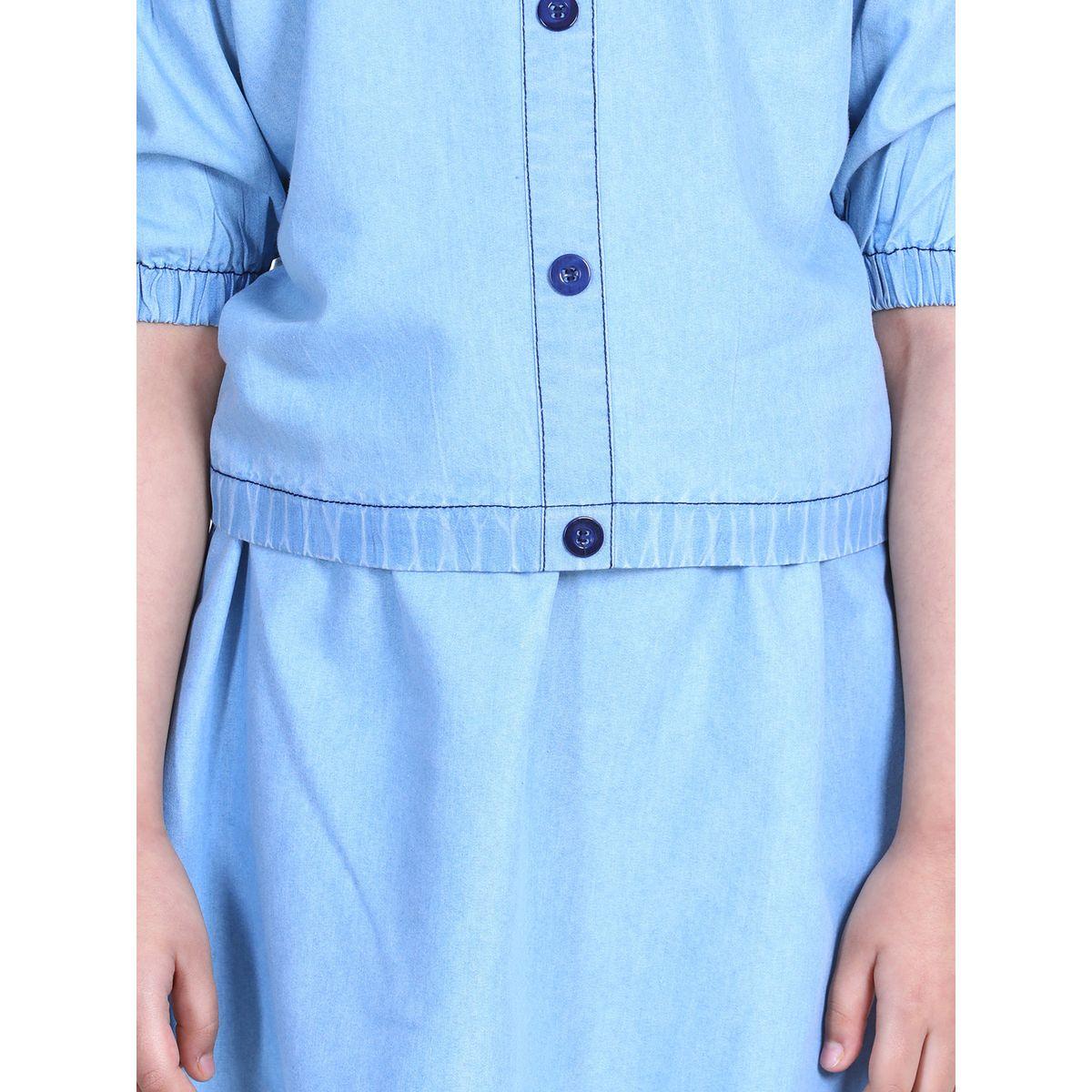 Styli Cold Shoulder Pocket Detail Denim Dress-girls-clothing-dressesandjumpsuits-image-4