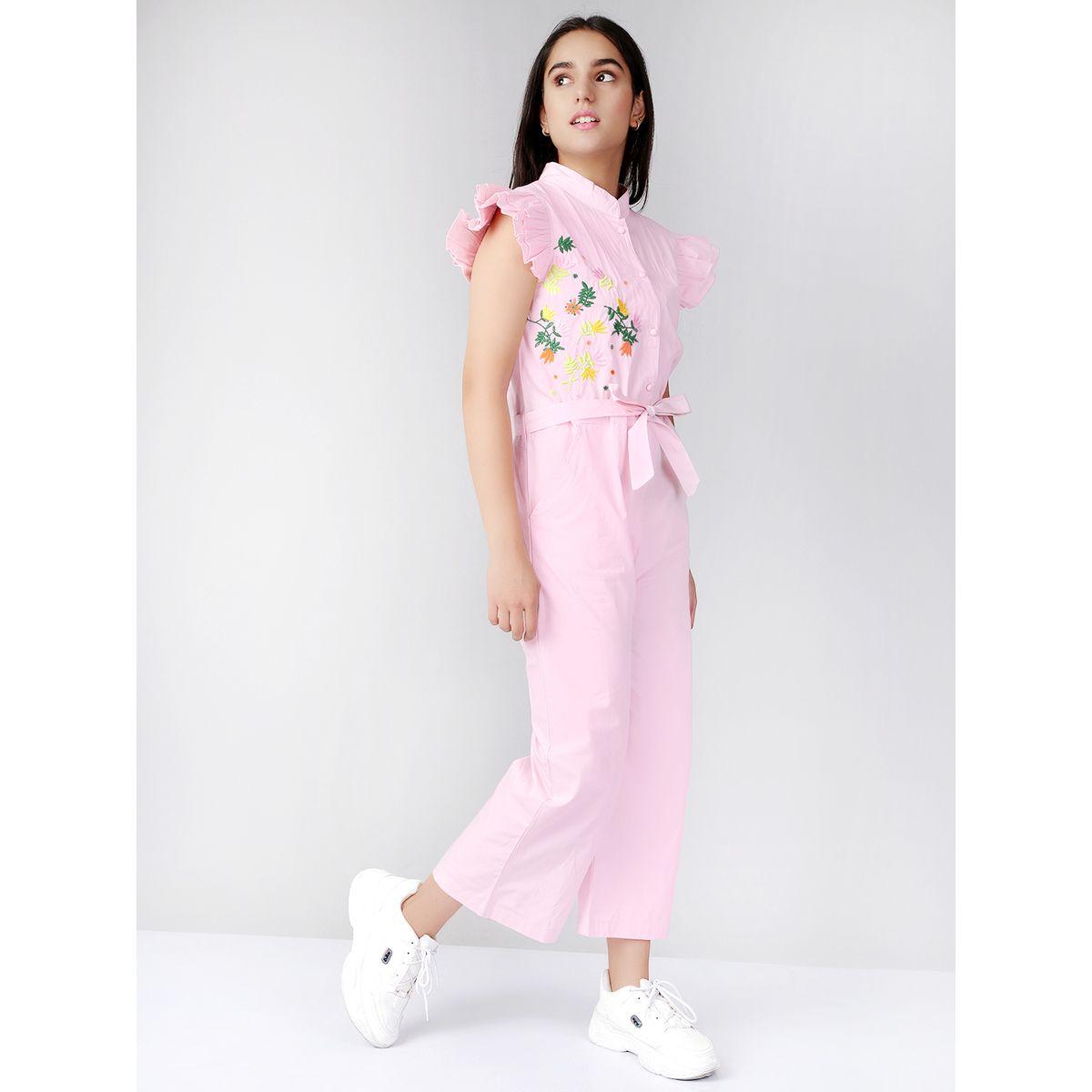 Styli Embroidered Ruffle Sleeves High Neck Jumpsuit-girls-clothing-rompers-image-3