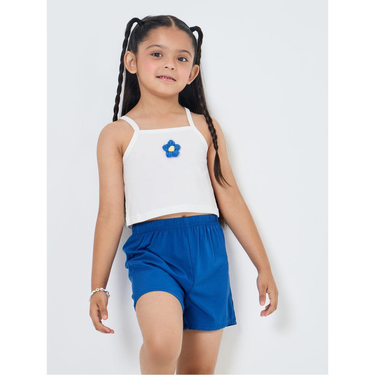 Styli Pack of 3 - Floral Applique Top Short and Longline Sheer Shirt-girls-clothing-setsandcoords-image-4