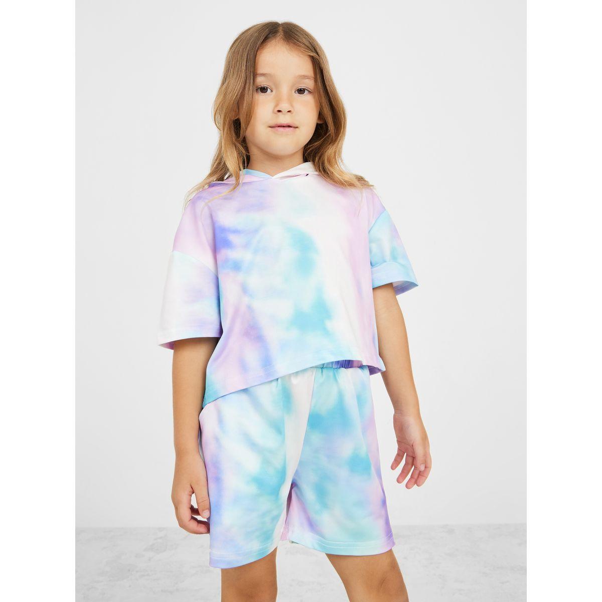 Styli Tie & Dye Hooded Top & Shorts Set-girls-clothing-setsandcoords-image-2