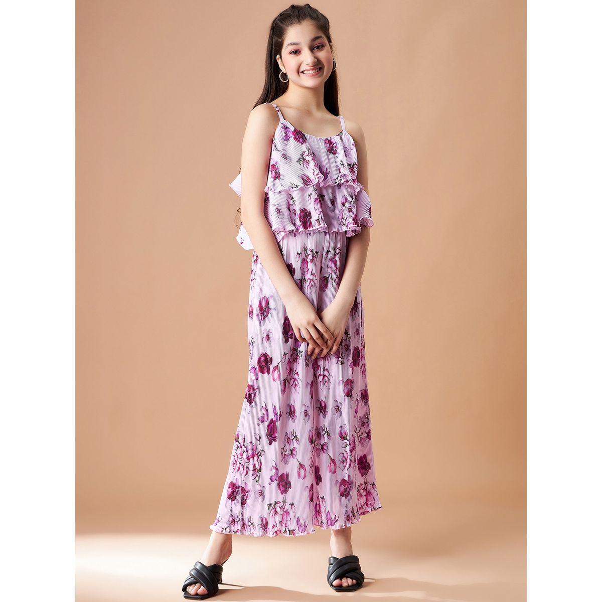 Styli Floral Print Plisse Blouse & Trousers Set-girls-clothing-setsandcoords-image-1