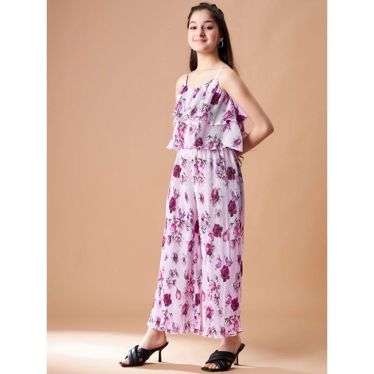 Styli Floral Print Plisse Blouse & Trousers Set-girls-clothing-setsandcoords-image-2