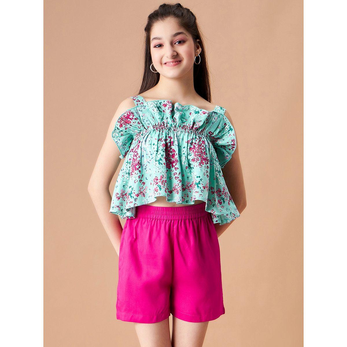 Styli Floral Print Blouse & Shorts Set-girls-clothing-setsandcoords-image-2