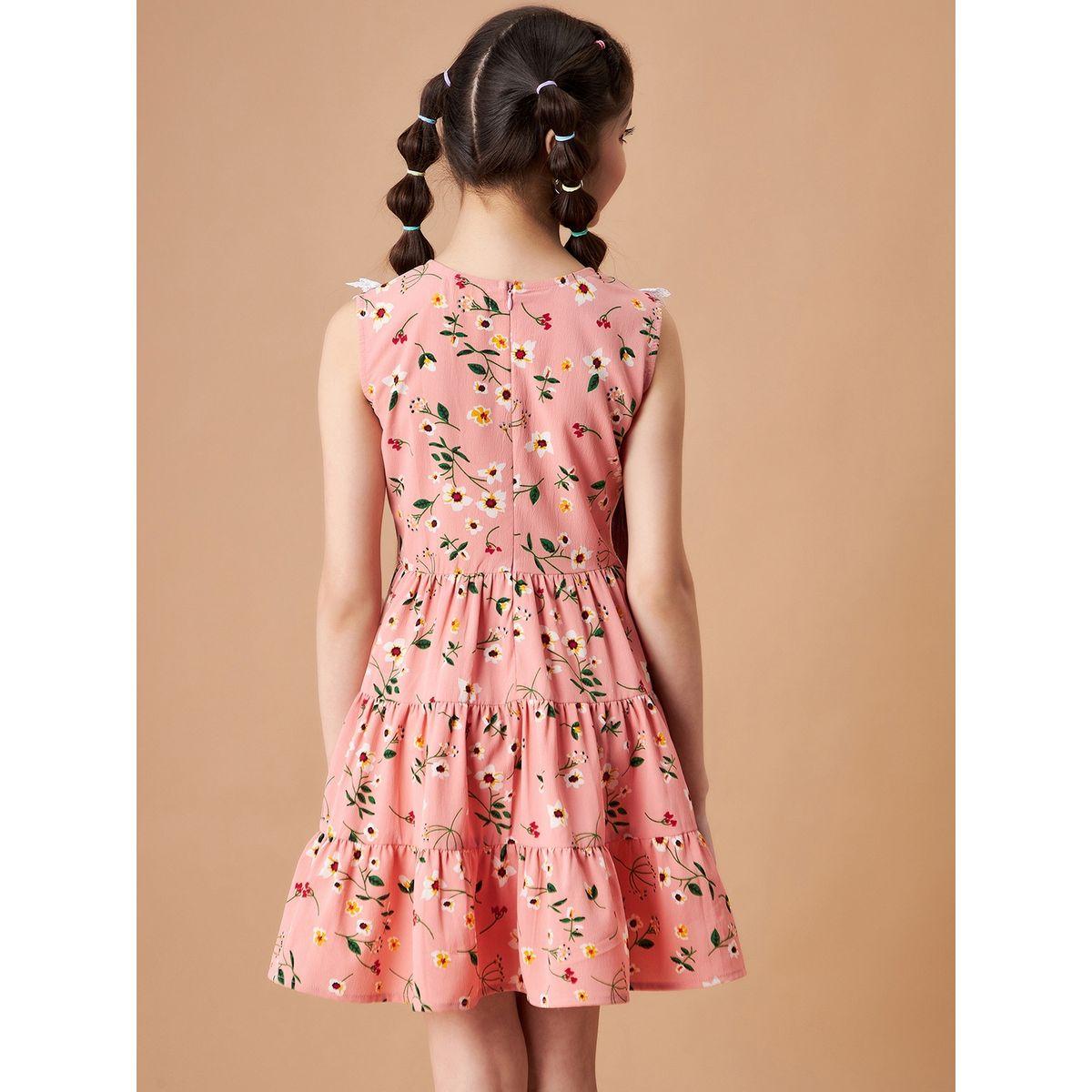 Styli Floral Print Lace Detail Skater Dress-girls-clothing-dressesandjumpsuits-image-2