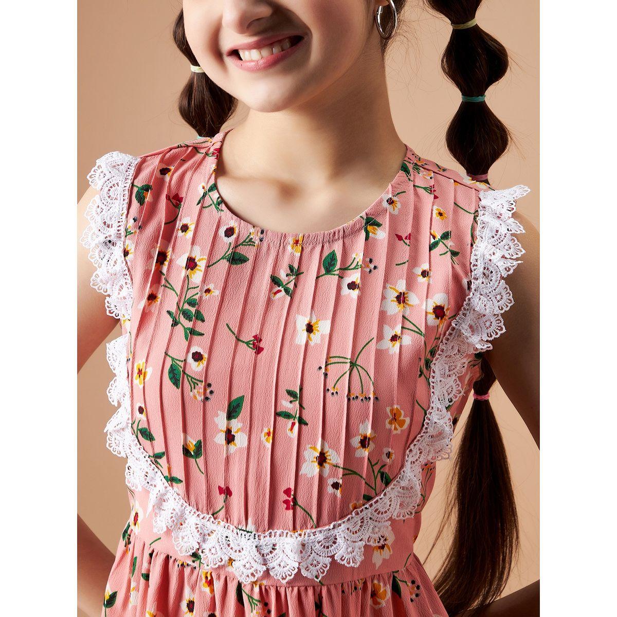 Styli Floral Print Lace Detail Skater Dress-girls-clothing-dressesandjumpsuits-image-6
