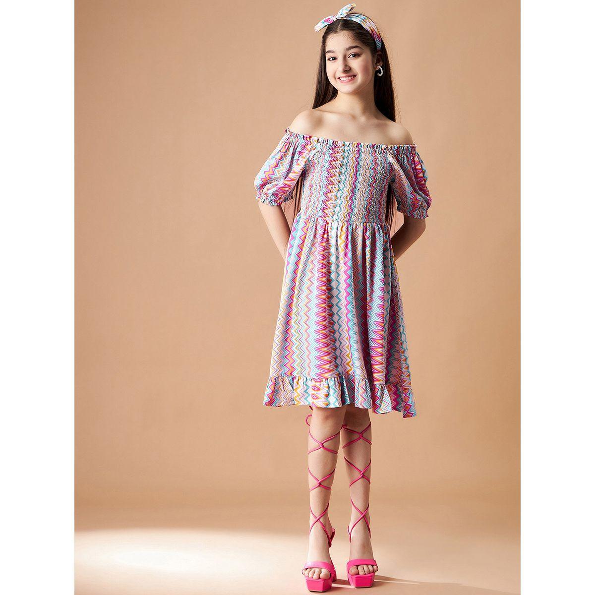 Styli Off Shoulder All Over Print Dress-girls-clothing-dressesandjumpsuits-image-1