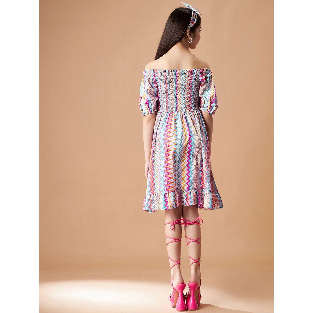 Styli Off Shoulder All Over Print Dress-girls-clothing-dressesandjumpsuits-image-2