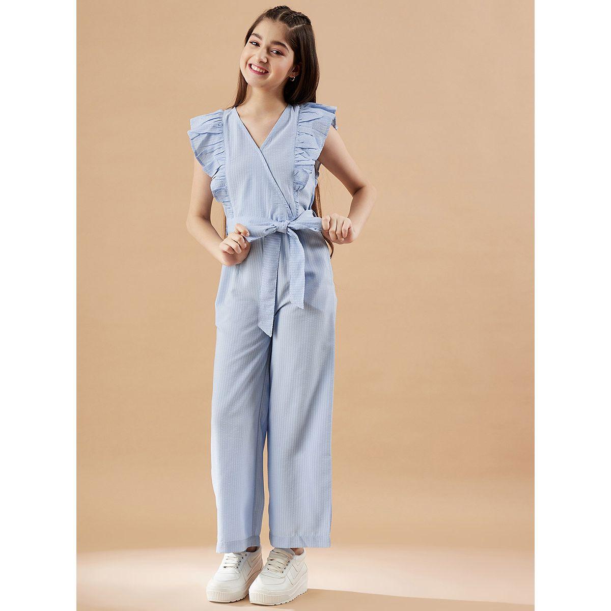 Styli Ruffle Trim Knit Jumpsuit-girls-clothing-rompers-image-1