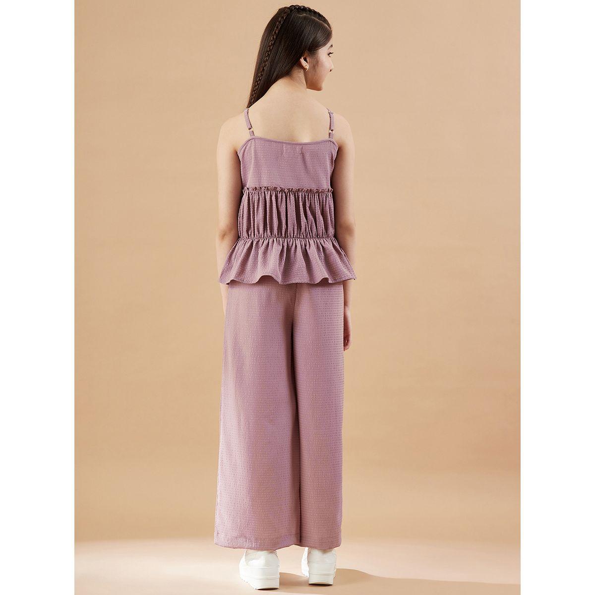 Styli Gathered Detail Top & Trousers Set-girls-clothing-setsandcoords-image-2