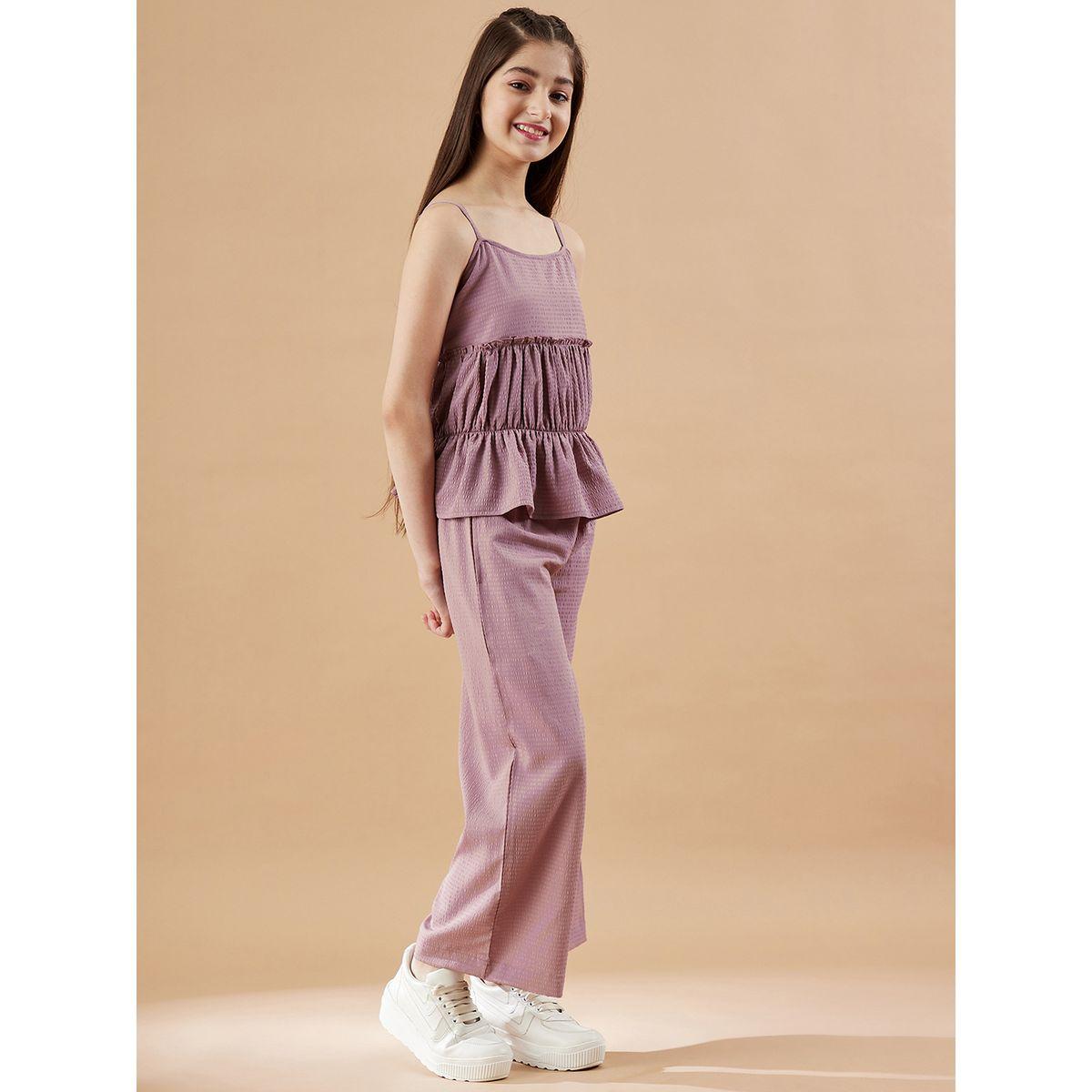 Styli Gathered Detail Top & Trousers Set-girls-clothing-setsandcoords-image-3