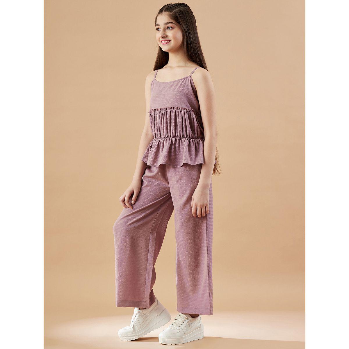 Styli Gathered Detail Top & Trousers Set-girls-clothing-setsandcoords-image-4